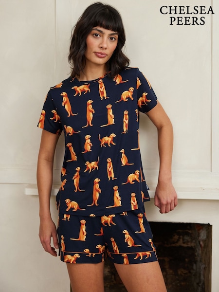 Chelsea Peers Blue Meerkat Print Short Pyjamas Set (W30593) | 1,682 UAH