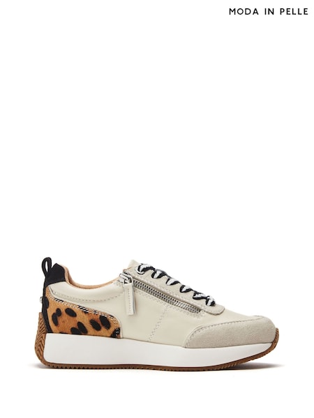 Moda in Pelle Animal Delphinea Multi Panel Zip And Lace Up Leather Trainers (W30639) | €126