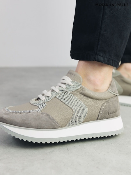Белый - Moda in Pelle Eager Runner Style Leather White Trainers (W30640) | €131