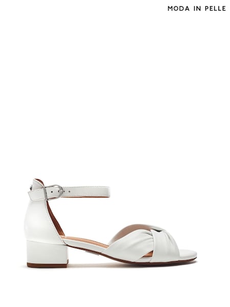 Moda in Pelle Macadamia Low Heel Ankle Strap Leather Sandals (W30642) | 440 QAR
