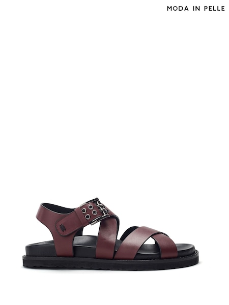 Moda in Pelle Sh Liner Double Cross Strap Leather Footbed Black Sandals (W30643) | €118