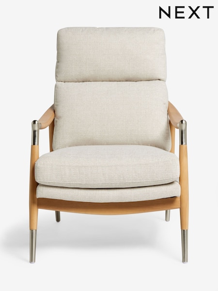 Tweedy Plain Light Natural Flinton High Back Wooden Accent Chair (W30816) | €550