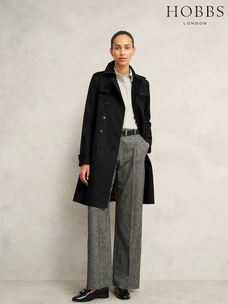 Hobbs Black Skylar Trench Coat (W30823) | ₪1,101