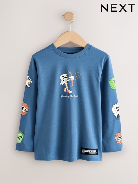 Blue Minecraft Long Sleeve T-Shirt (3-16yrs) (W30845) | R$ 120 - R$ 145