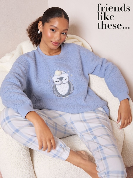 Friends Like These Grey Owl Fleece Nightwear Set (W30880) | €51