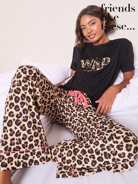 Friends Like These Brown Wild Night In Pyjamas Set (W30884) | €33