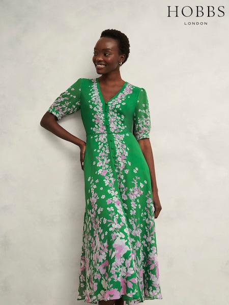 Hobbs Green Ana Silk Dress (W30908) | 1,727 QAR
