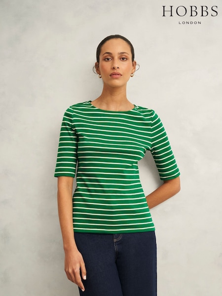 Hobbs Green 100% Cotton Katie Button Back Top (W30916) | ₪246