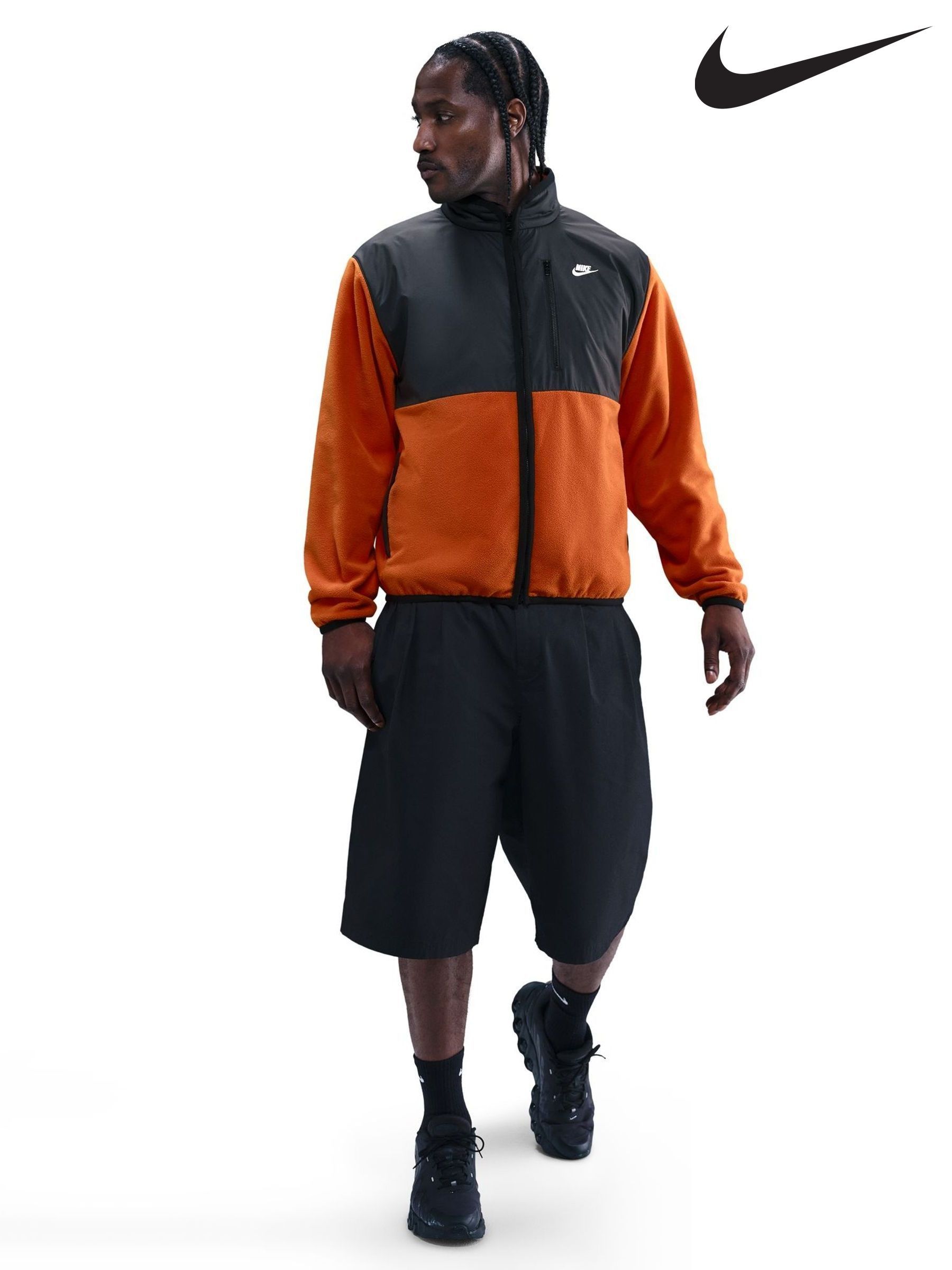 black and orange nike windbreaker