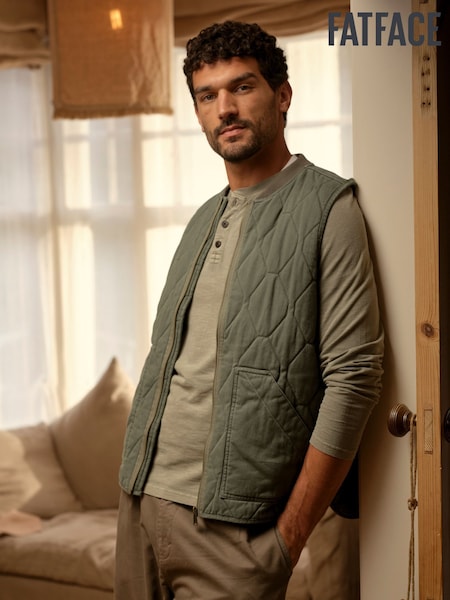 FatFace Lambourn Khaki Green Quilted Gilet (W30948) | €98