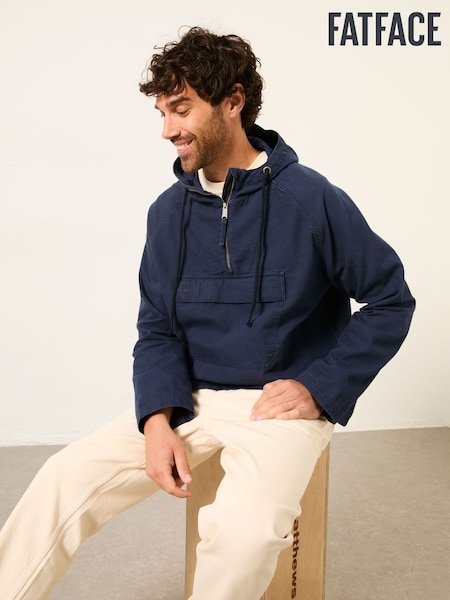 FatFace Indigo Blue Canvas Overhead Smock Jacket (W30950) | SGD 134