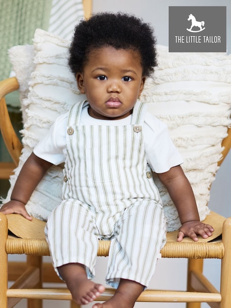 The Little Tailor Baby Green Woven Dungaree and T-Shirt Set (W30964) | €40