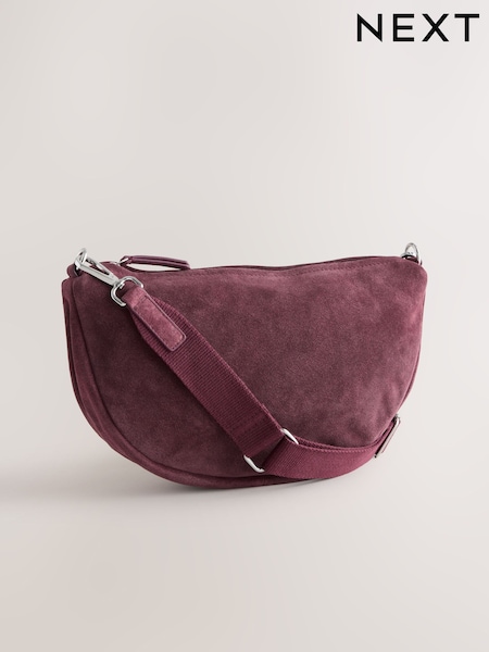 Burgundy Suede Sling Cross-Body Bag (W30995) | R$ 340