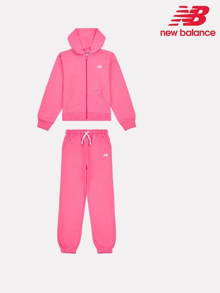 Vaaleanpunainen - New Balance Kids Small Logo Zip And Joggers Set (W31009) | €134 - €161