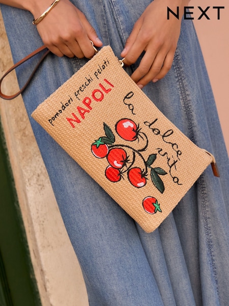 Natural Raffia Effect Clutch Bag (W31044) | €43.50