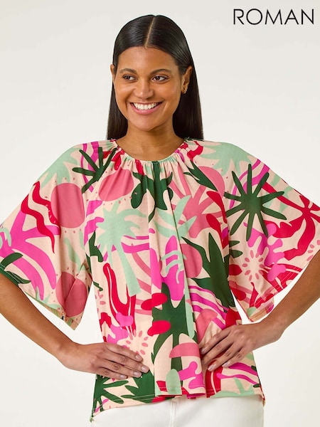 Roman Printed Raglan Sleeve Stretch Top (W31073) | €48