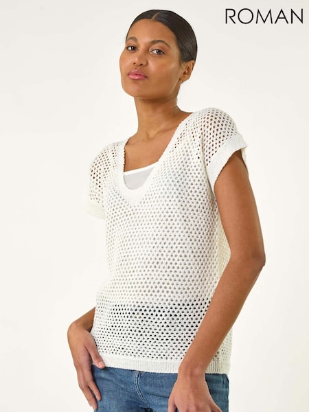 Blanco - Roman 2-In-1 Open Knitted T-Shirt (W31076) | 51 €