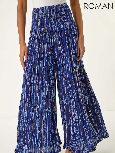 Roman Abstract Print Palazzo Wide Leg Trousers (W31087) | €71