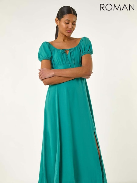 Roman Green Puff Sleeve Mix Midi Dress (W31094) | €63