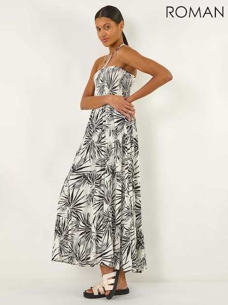 Roman Black Shirred Bandeau Midi Dress (W31110) | 2,704 UAH
