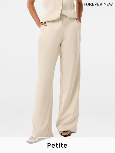 Forever New Cream Petite Daniela Wide Leg Trousers (W31162) | €84