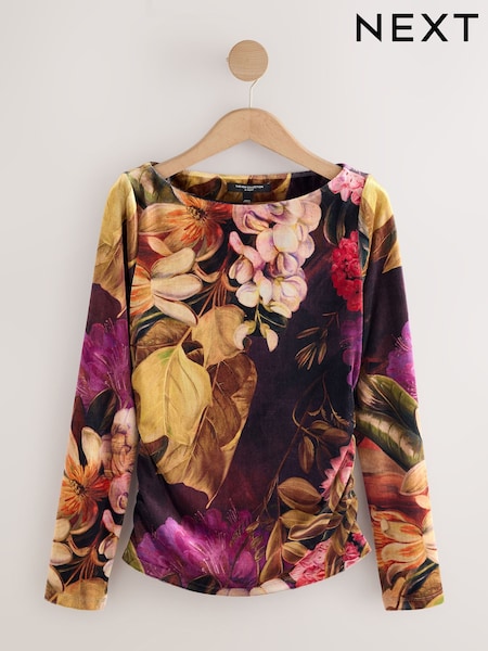 Floral - Velvet Long Sleeved Top (W31202) | R$ 400