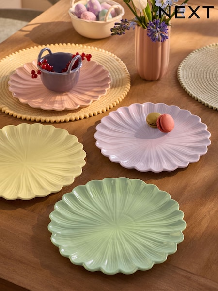 Set of 4 Flower Dinner Plates (W31328) | ‏106‏₪