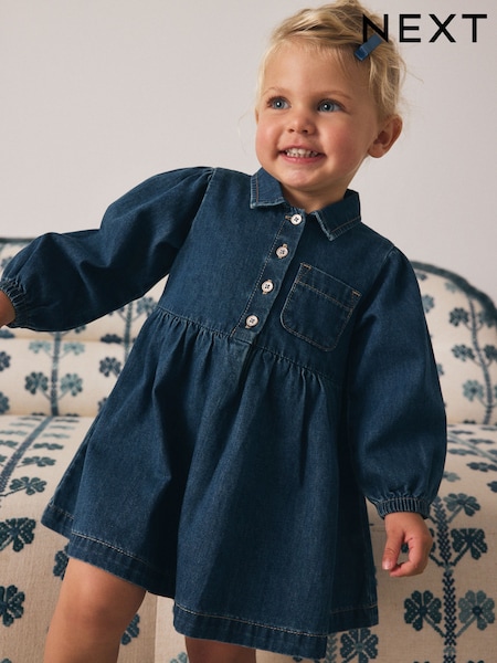Denim Dark Blue Shirt Dress (3mths-8yrs) (W31332) | 69 QAR - 84 QAR