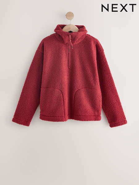 Cherry Red 100% Recycled Polyester Teddy Borg Cosy Quarter Zip Fleece (W31345) | €38