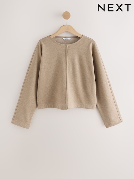 Mocha Brown Soft Brushed Finish Slouch Neck Longsleeve Sweatshirt (W31351) | €43.50