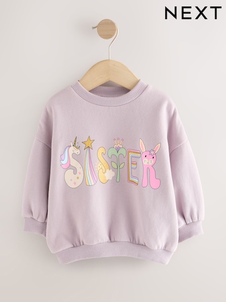 Lilac Purple Sister Crew Neck Sweatshirt (3mths-7yrs) (W31391) | 49 QAR - 59 QAR