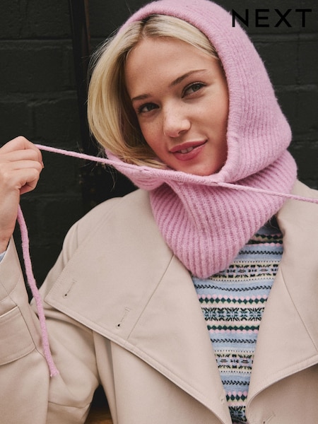 Pink Ribbed Bonnet Hat (W31432) | €26.50