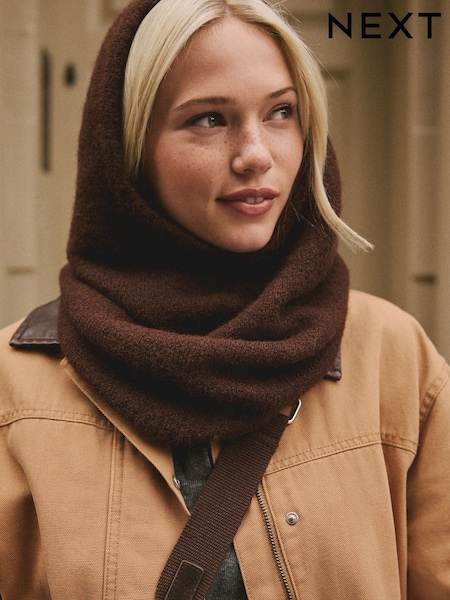 Chocolate Brown Knitted Bonnet Hat (W31436) | €26