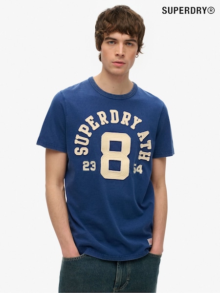 Superdry Blue Vintage Athletic Short Sleeve 100% Cotton T-Shirt (W31444) | €53