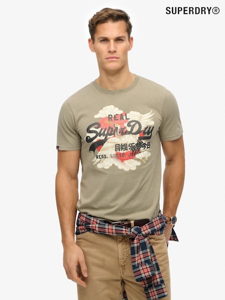 Superdry Green Vintage Logo Tokyo Relaxed T-Shirt (W31459) | 148 QAR