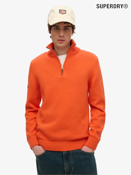 Superdry Orange 100% Cotton Classics Half-Zip Knitted Jumper (W31468) | R$ 590