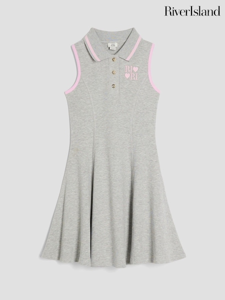 River Island Grey Girls Sleeveless Bow Collar Dress (W31477) | €29