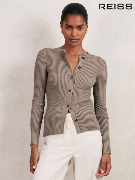 Reiss Stone Tula Button Front Knit Cardigan (W31503) | €185
