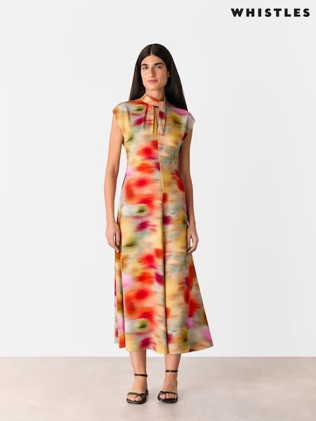 Whistles Natural Photographic Flower Midi Dress (W31510) | 1,084 QAR