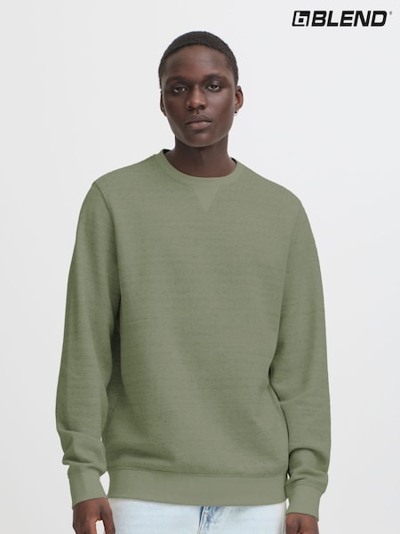 Blend Green Sand Woven Crew Neck Sweater (W31520) | €47