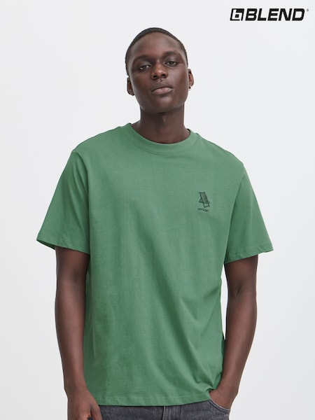 Blend Green Embroidered Short Sleeve  100% Cotton T-Shirt (W31521) | €20