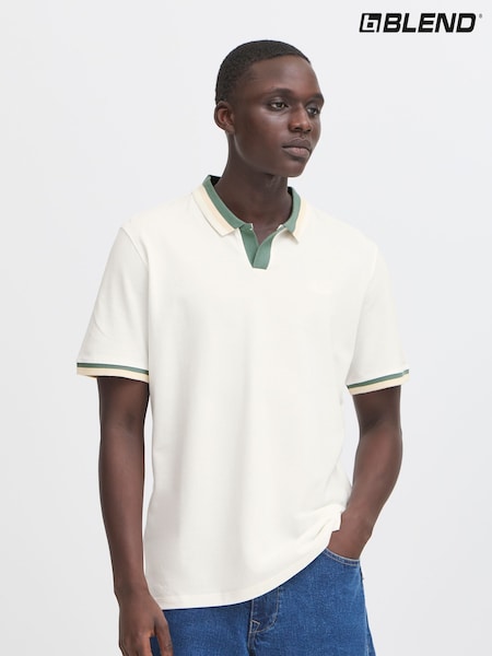 Blend White Resort Short Sleeve 100% Cotton Polo Shirt (W31531) | €34