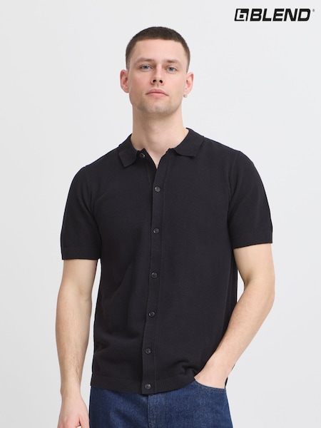 Blend Black Knitted Short Sleeve 100% Cotton Shirt (W31534) | €50