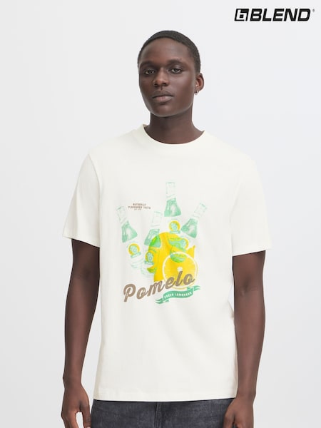 Blend White Printed Short Sleeve 100% Cotton T-Shirt (W31540) | €20