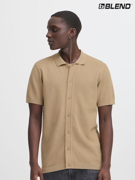 Blend Natural Knitted Short Sleeve 100% Cotton Shirt (W31543) | €50