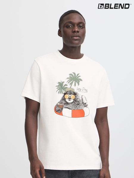 Blend White Printed Short Sleeve T-Shirt (W31546) | €34