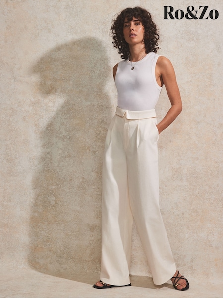 Ro&Zo Petite Folded Waistband Detail Trousers (W31558) | 886 LEI