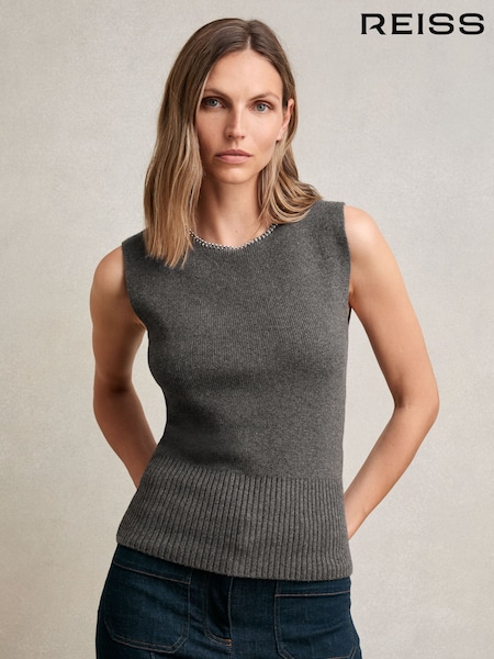Reiss Nina Wool-Blend Necklace-Trim Knitted Vest (W31585) | €183
