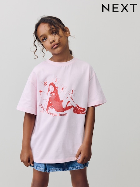 Pink Oversized Olivia Rodrigo License T-Shirt (3-16yrs) (W31665) | €21 - €29