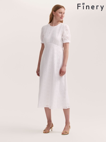 Finery Mela Cotton Broderie Midi Tea Dress (W31681) | ‏277‏₪